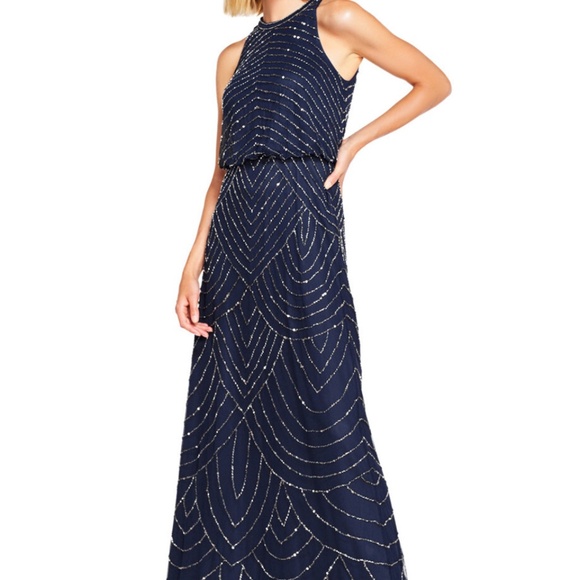 NWT ADRIANNA PAPELL Beaded halter gown - size 6 - Picture 2 of 7